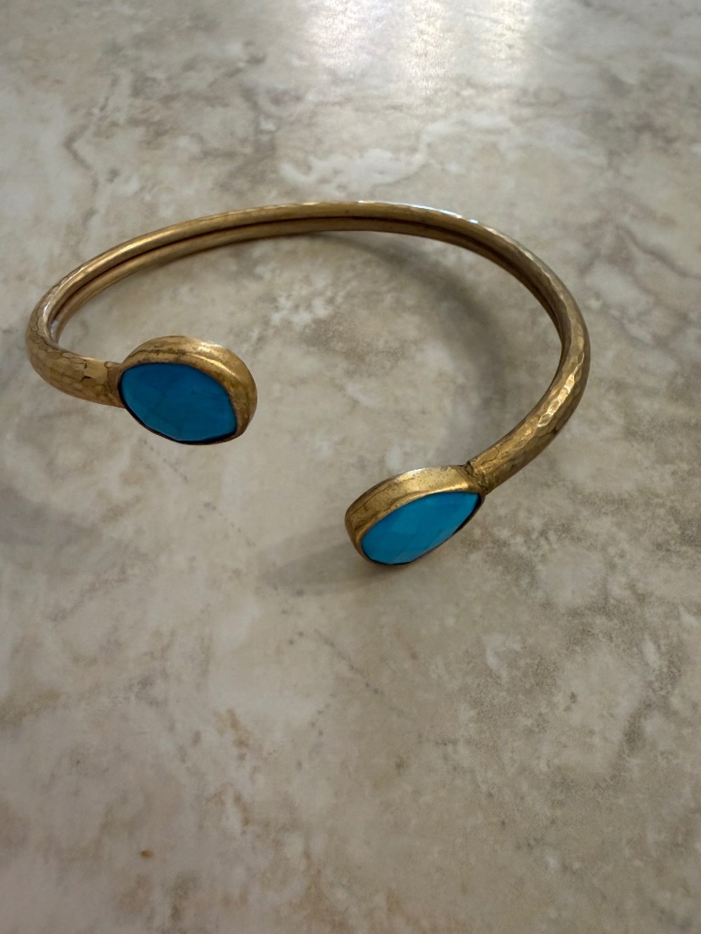 Alexis Bittar Brushed Gold Bracelet with Turquoise Stones